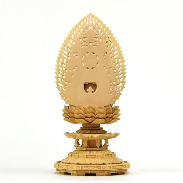 木彫り仏像 【地蔵菩薩坐像】 飛天光背八角台 柘植（ツゲ） お地蔵さん