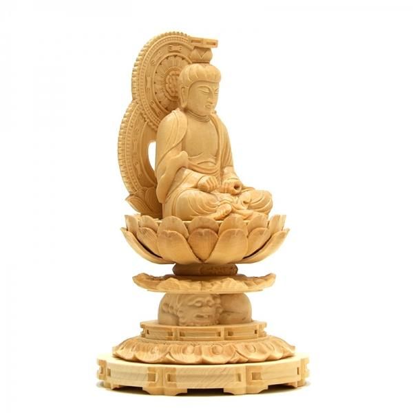 桧木十三仏之文殊菩薩 総高17.2cm