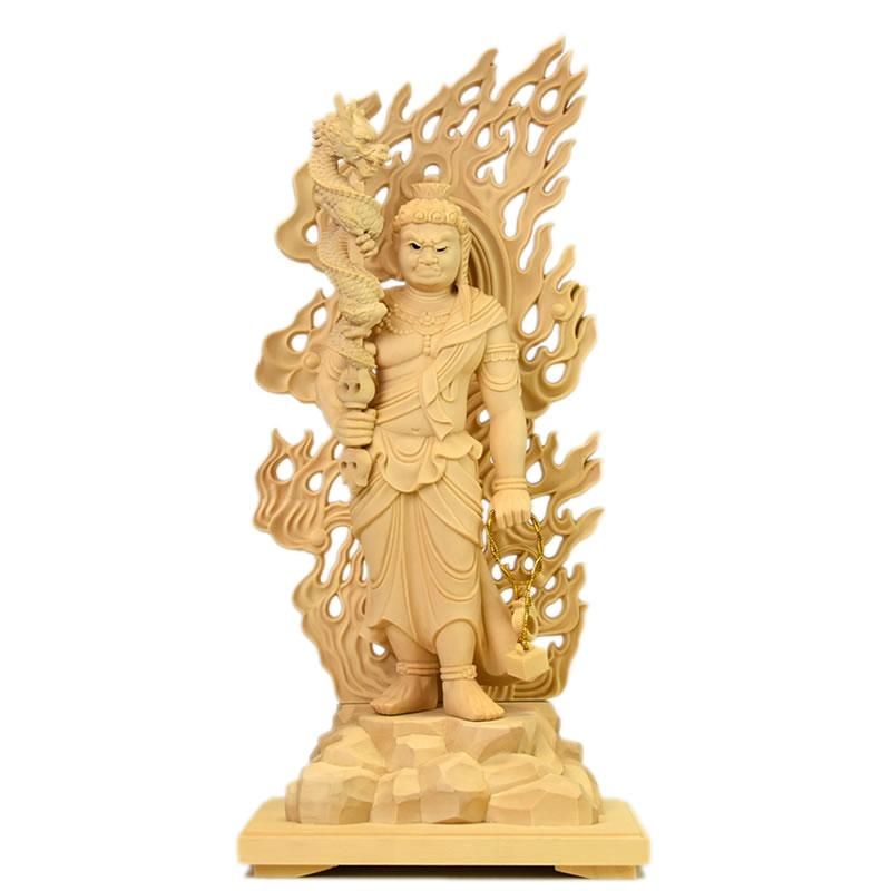 柘植眼入倶利伽羅不動明王 立4.5寸 総高24.5cm