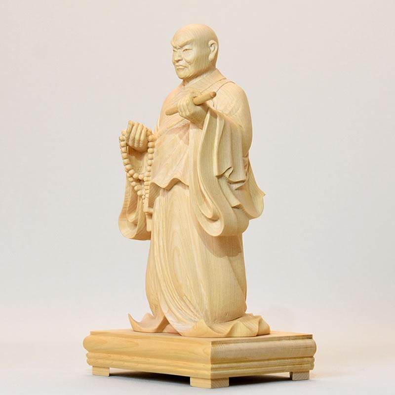 桧木日蓮聖人（日蓮上人）立像 総丈24.5cm