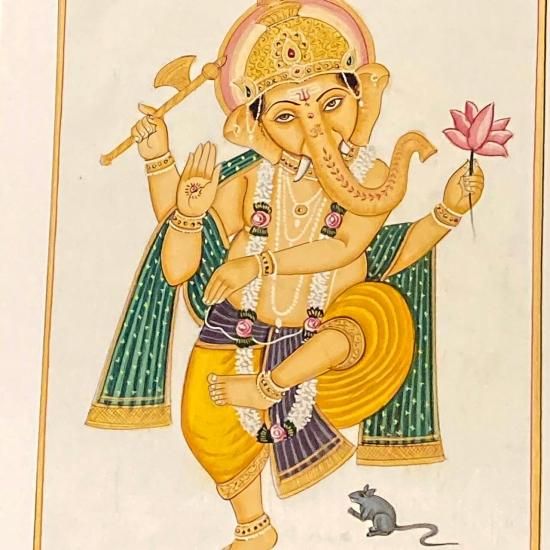 シルク地絵画 ガネーシャA | 高級インド雑貨カオス 通販