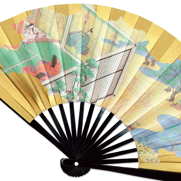 日本のお土産 台付き茶扇 源氏物語 帚木 Rd005 - itotsune