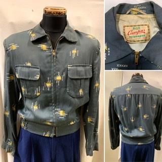 50s CAMPUS カスリ 総柄 ギャバジャン ヴィンテージ ギャバジン