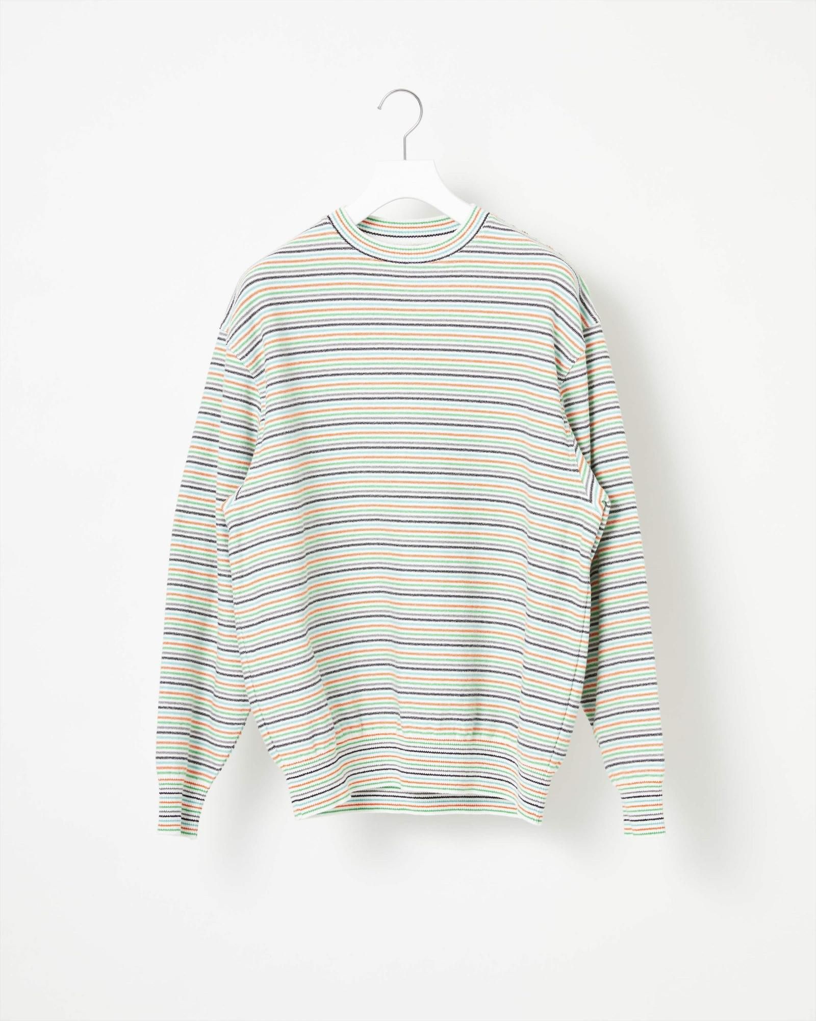 WAVE COTTON MULTI BORDER KNIT PULLOVER - Yonetomi STORE ONLINE