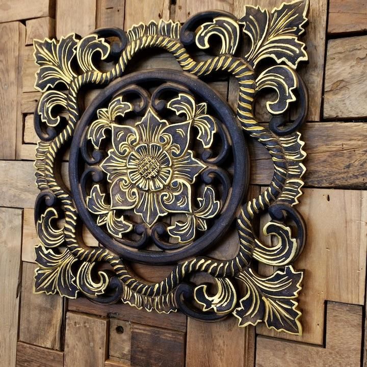 バリ島のウッドレリーフ 40×40
