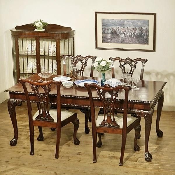 英国アンティーク家具 リフェクトリーテーブル＆チェア4脚