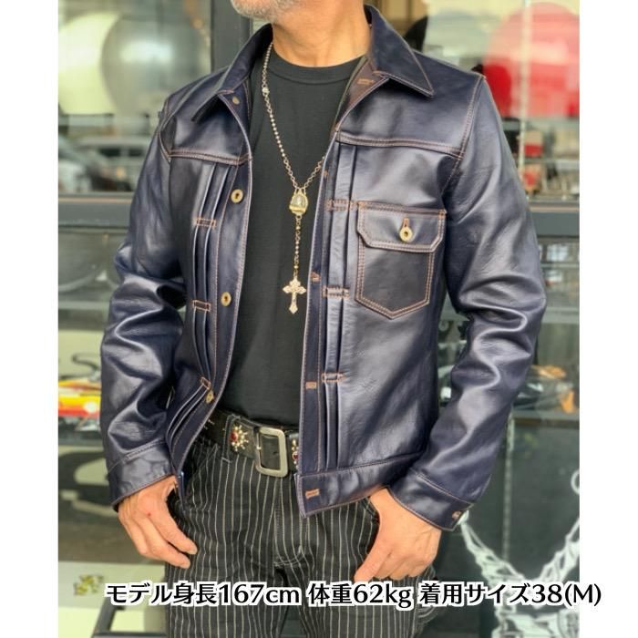 Y'2 LEATHER/ワイツーレザー】レザージャケット/IB-140 INDIGO HORSE