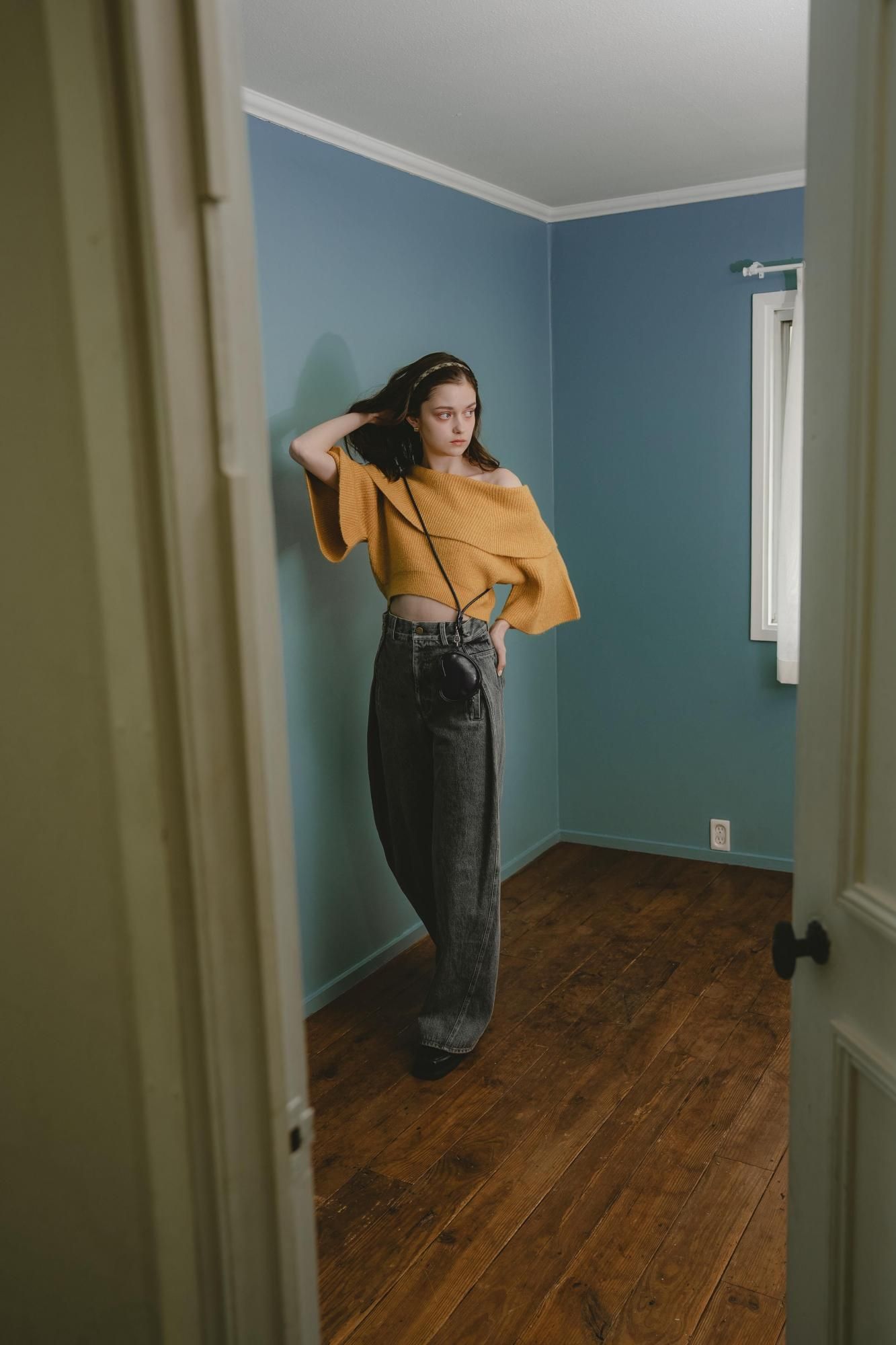 サイドタックデニムパンツ（BLUE） - PINUE