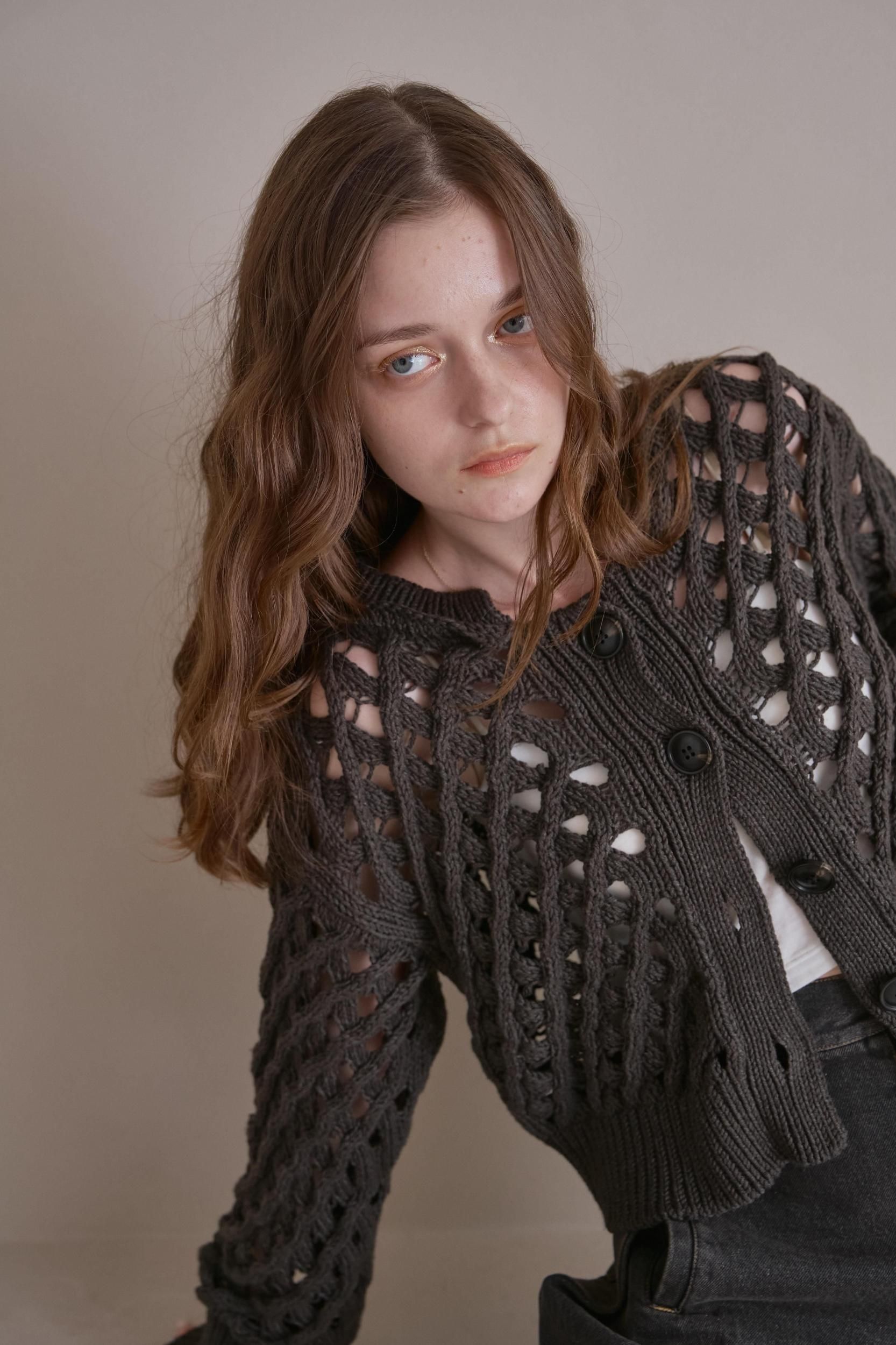 アップルパイニットカーディガン（STONE） - PINUE