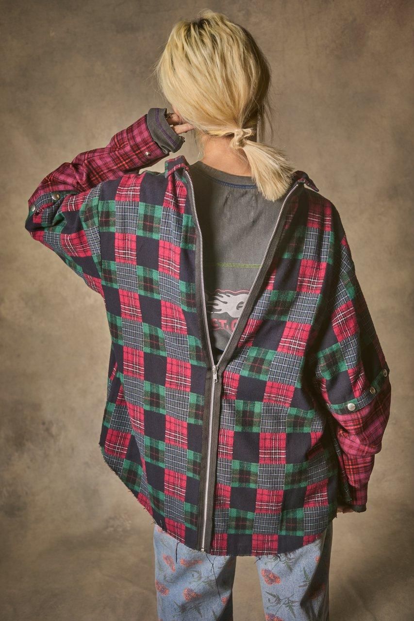 2WAYバックジップチェックシャツ - ROY reflect overjoy