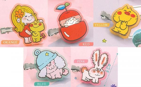 全部揃ってます!!】水森亜土 クリアラバーヘアクリップ [全5種セット