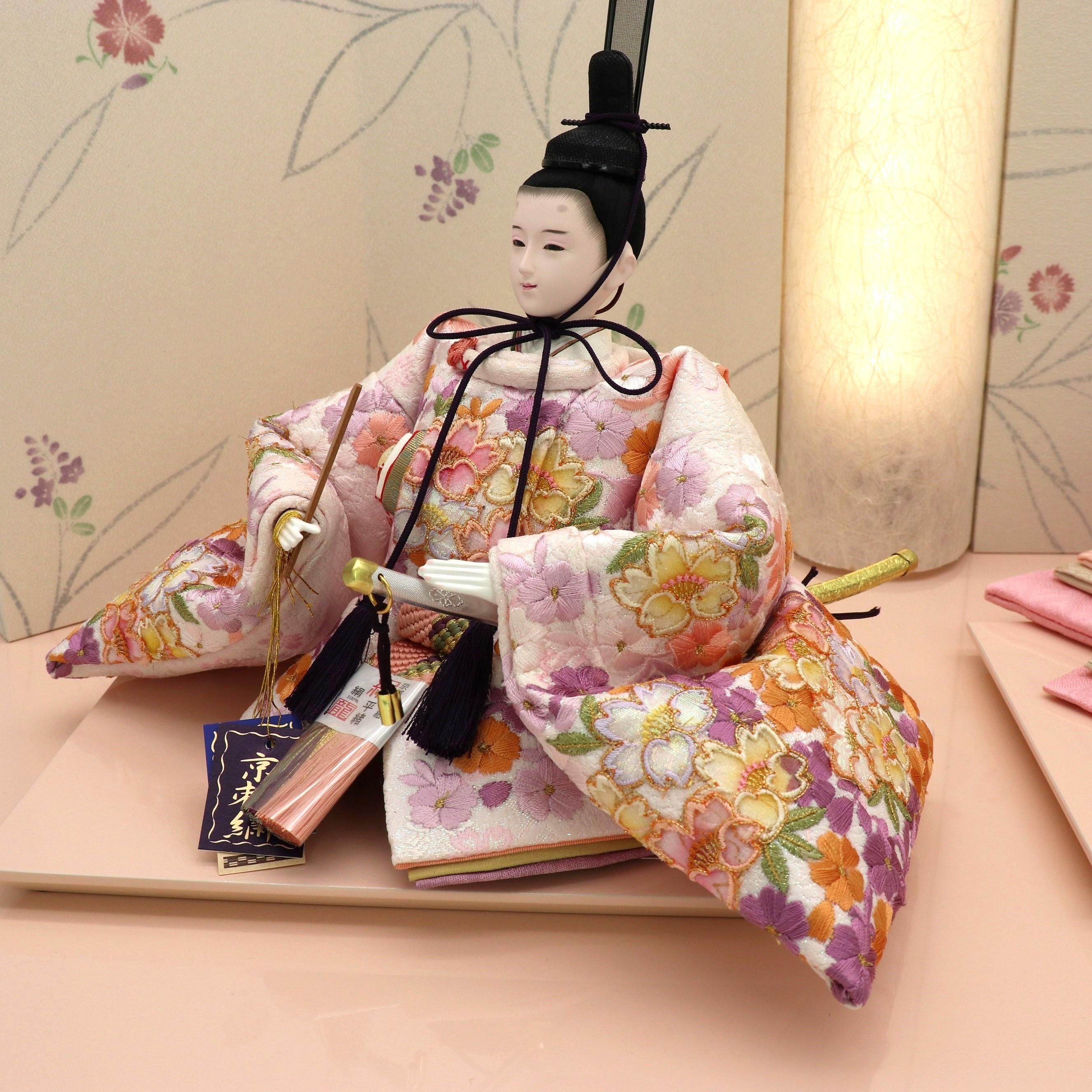 京刺繍 桜尽くし(桃) 望月龍翠作 - 伝統の人形づくり一筋 静岡県富士市