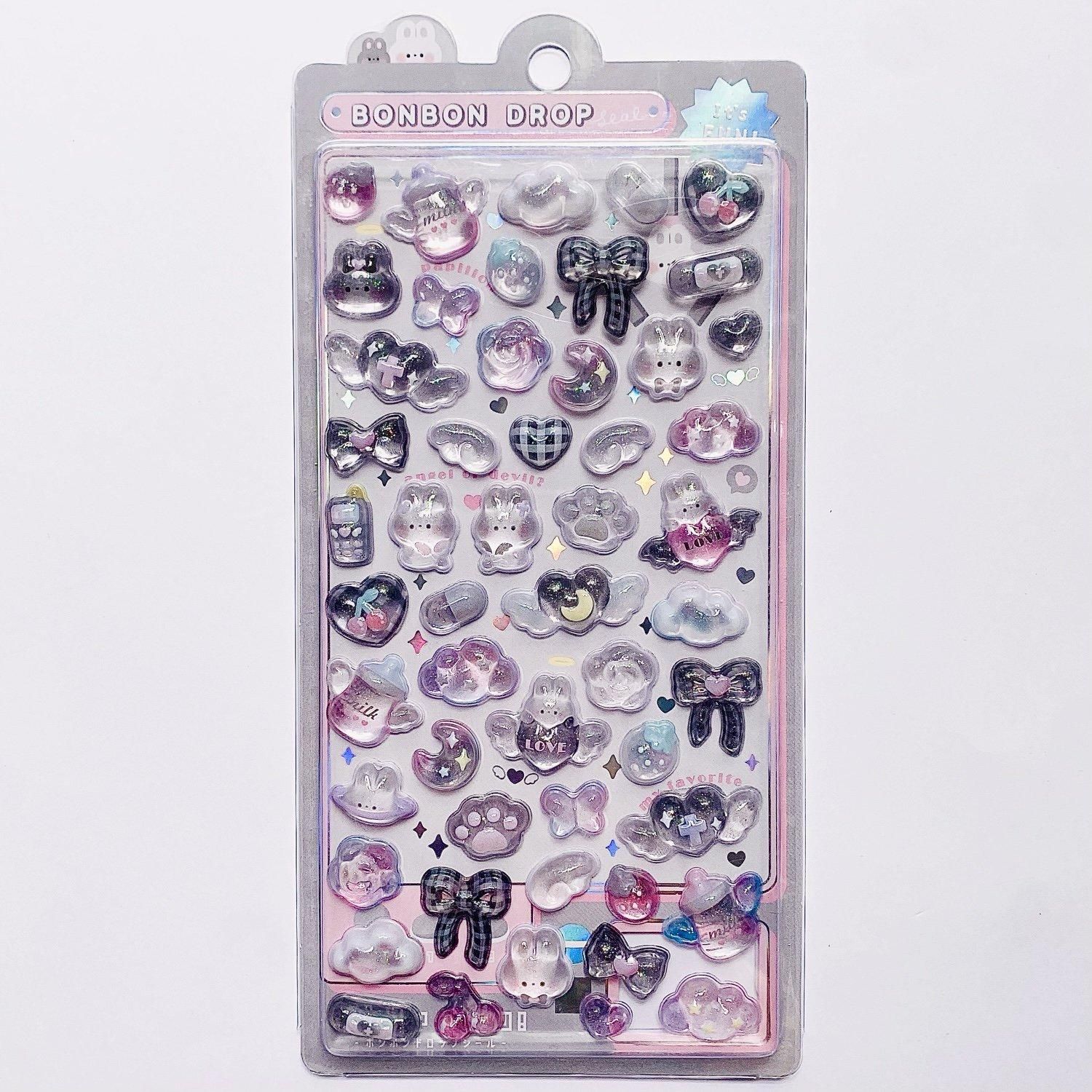 Q-lia(クーリア) BONBON DROP SEAL(ボンボンドロップシール) しろくろ