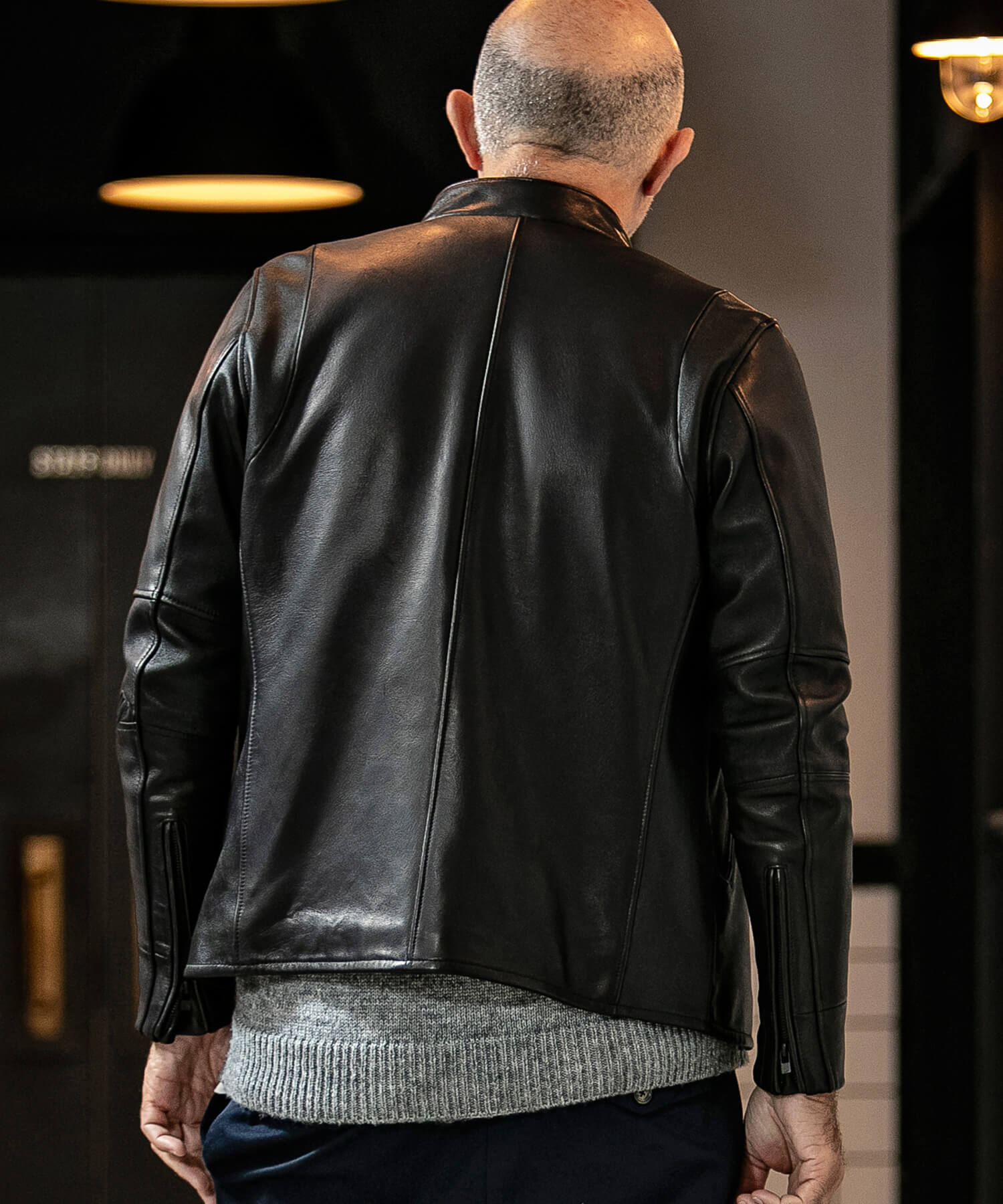 LEON掲載】ストレッチレザーシングルライダースジャケット(502705404