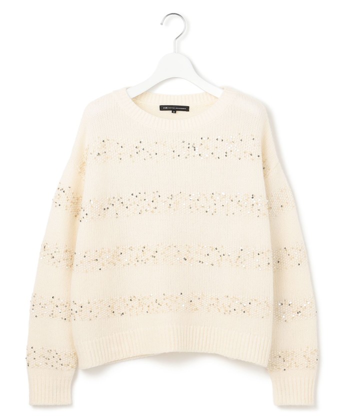 滝沢眞規子さん着用/一部店舗限定】スパングルボーダー ニット