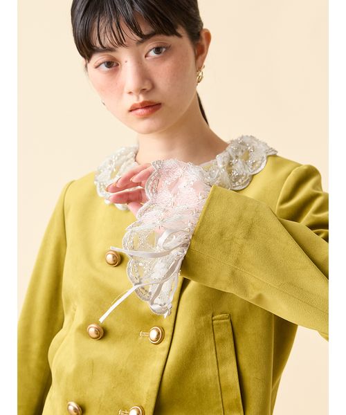 L.B CANDY STOCK]スカラップビジューアタッチドジャケット(508364597