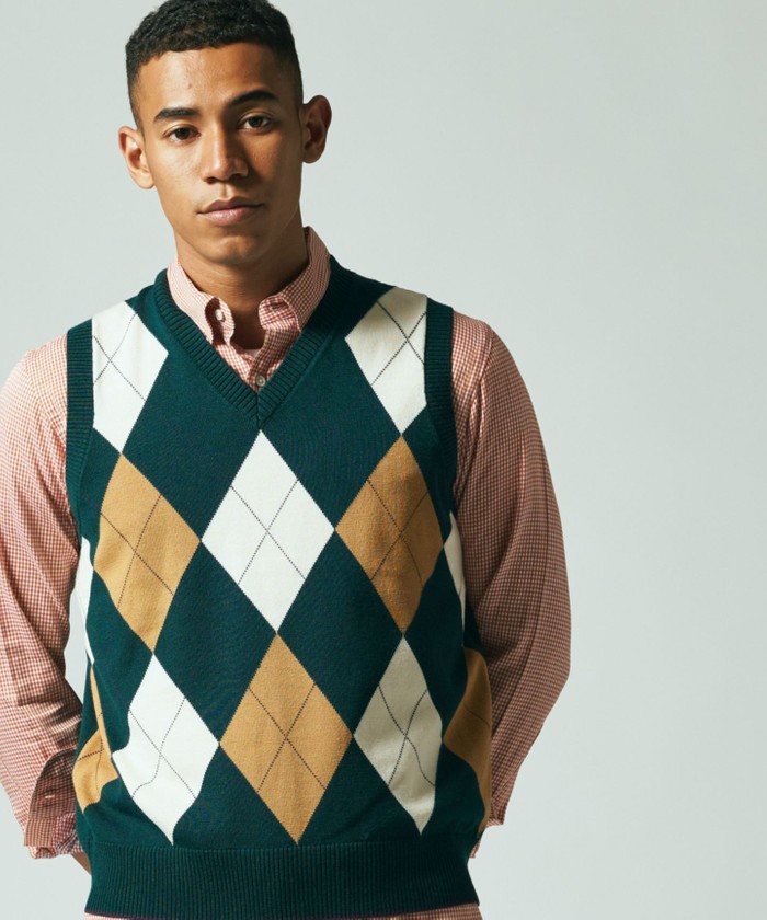 キャッシュウール アーガイル ニットベスト(504268831)｜HANKYU MEN'S