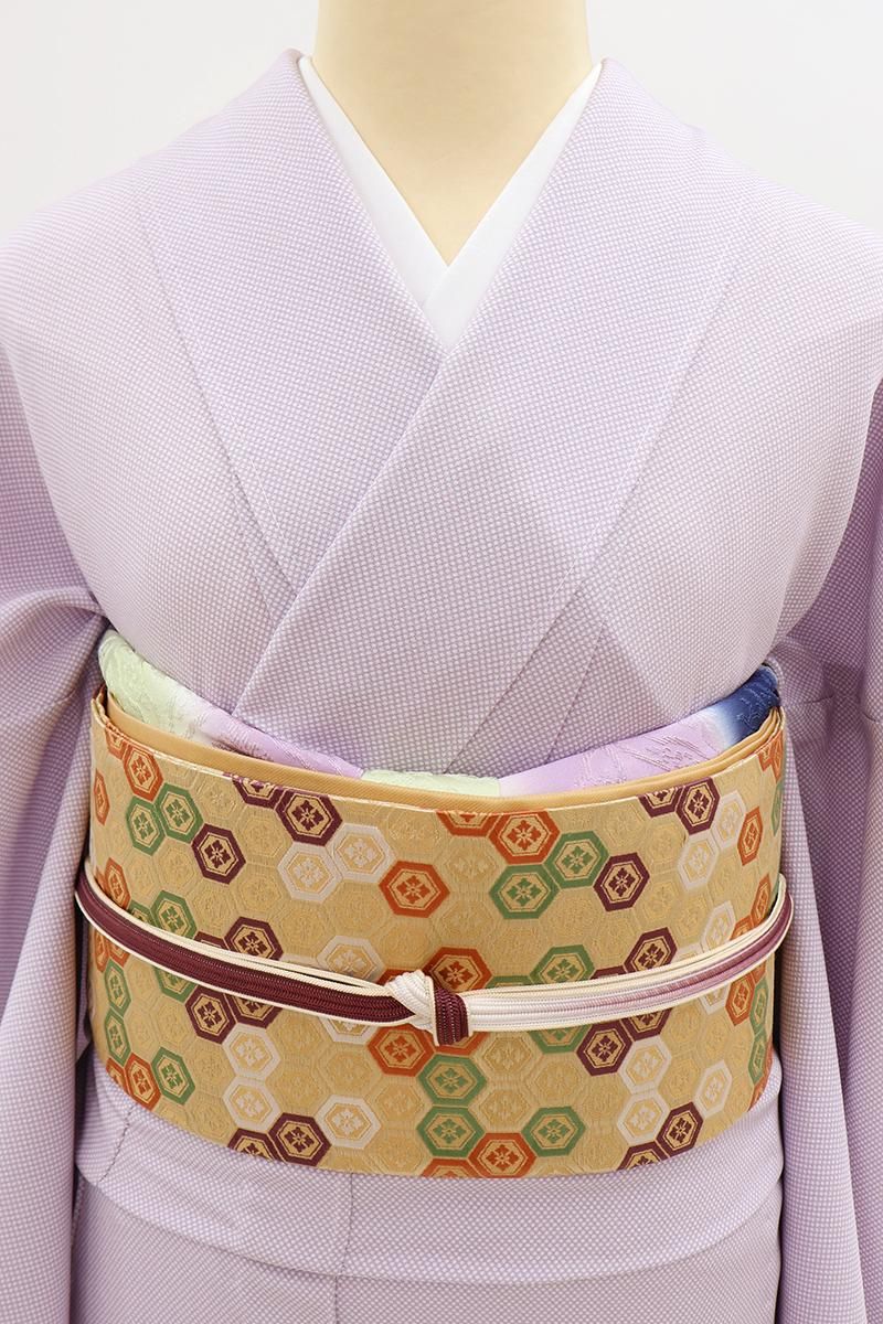 銀座【H-0724】人間国宝 喜多川平郎作 開き織名古屋帯 クリーム色 彩