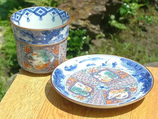 色絵帯山水一福セット 昭阿弥 - 京焼清水焼 松韻堂