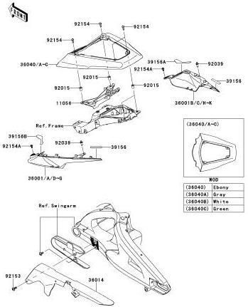 2011～12014年 ZX1000 ABS KBF KCF KDF KEF G-6 Side Covers/Chain