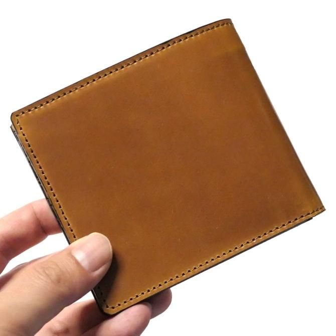 財布 二つ折り 薄い 小銭入れなし メンズ レディース コードバン 馬革