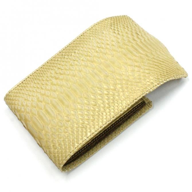 財布 かぶせ型 | 本革 パイソン ゼブラ ゴールド - パイソン財布 蛇革