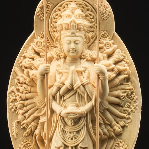 檜一杢彫り「千手観音菩薩像」 ー 三宝堂オンラインショップ