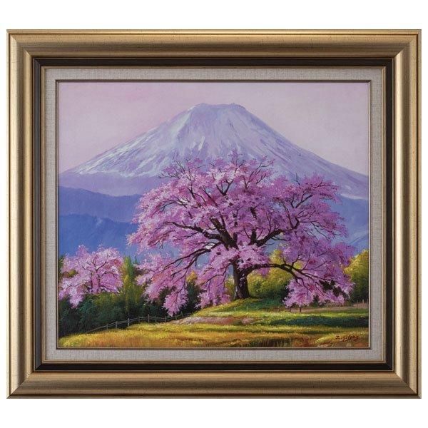 肉筆油彩画 一本桜と富士 ―三宝堂オンラインショップ