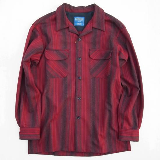PENDLETON】 L/S WOOL BOARD STRIPE SHIRTS - BURGUNDY ペンドルトン