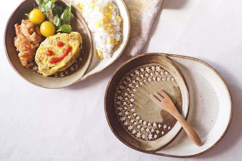 オ43 月夜の仕切り皿 - 益子焼の小さな窯元「よしざわ窯」- 生活陶器