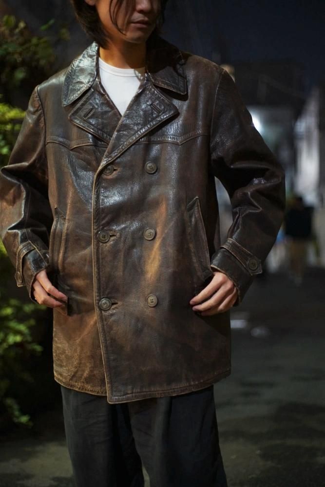 ヴィンテージ ダブルブレスト ゴートスキン レザー カーコート【1940's