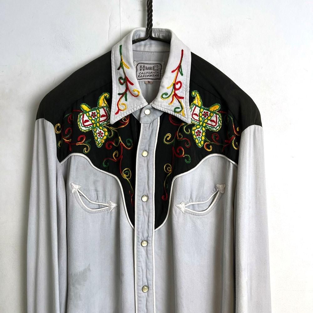 H BAR C】ヴィンテージ レーヨンギャバジン ウエスタンシャツ【1950's