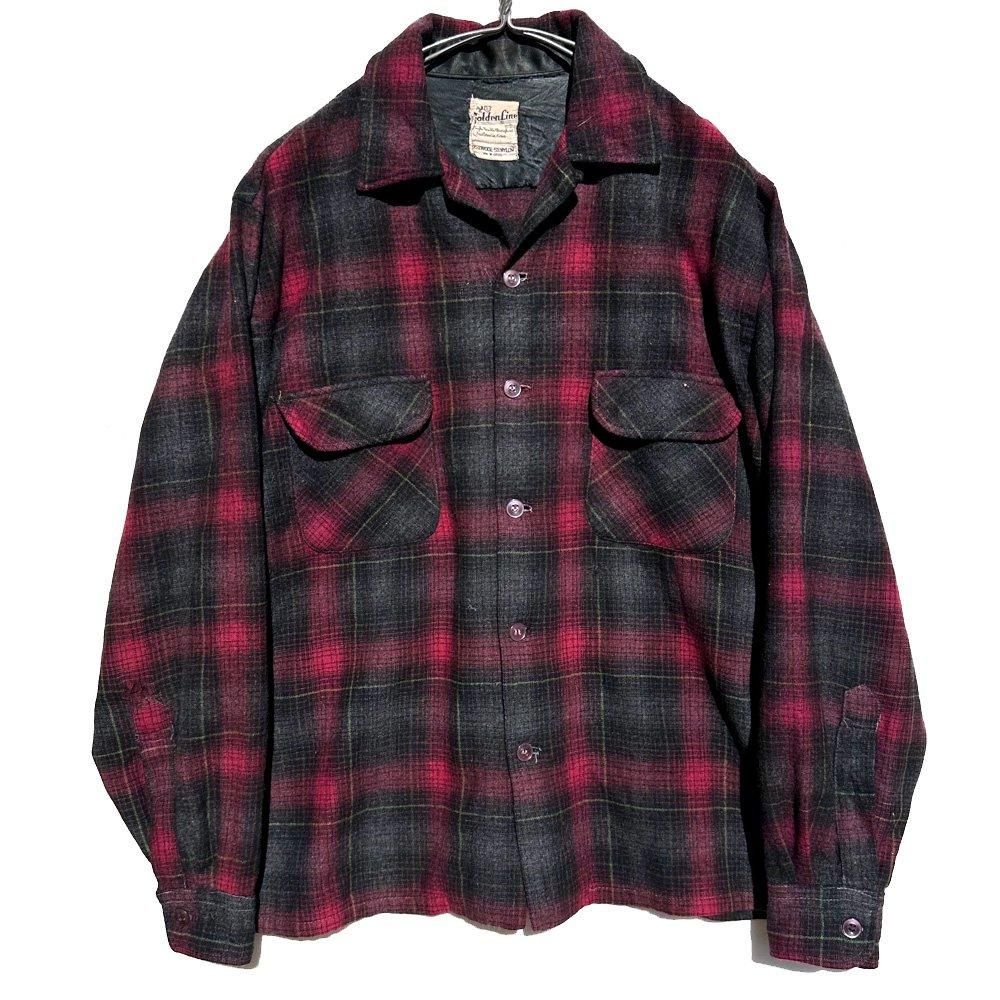 Golden Line】ヴィンテージ オープンカラー ウールシャツ【1960's