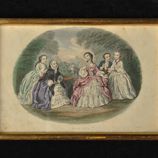 額装された貴婦人画・2B/フランスアンティーク雑貨 絵画 貴婦人画 銅