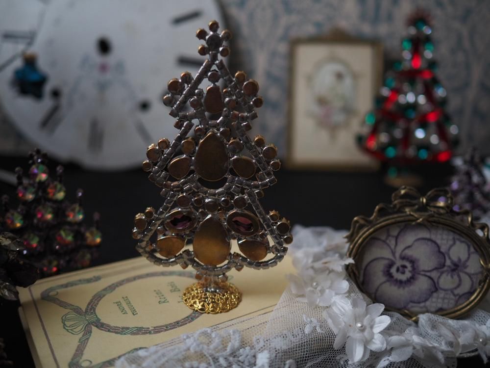 チェコガラスのクリスマスツリーviolet