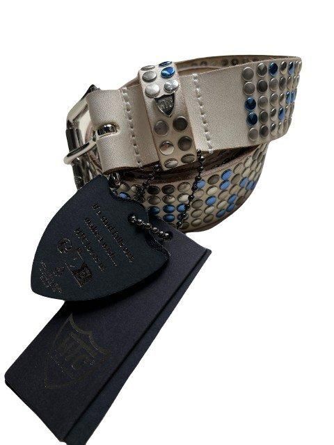 HTC ITALYエイチティーシー5000スタッズベルト white/blue- 夜型大型