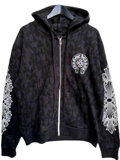 CHROME HEARTSクロムハーツセメタリープリントジップパーカーblack