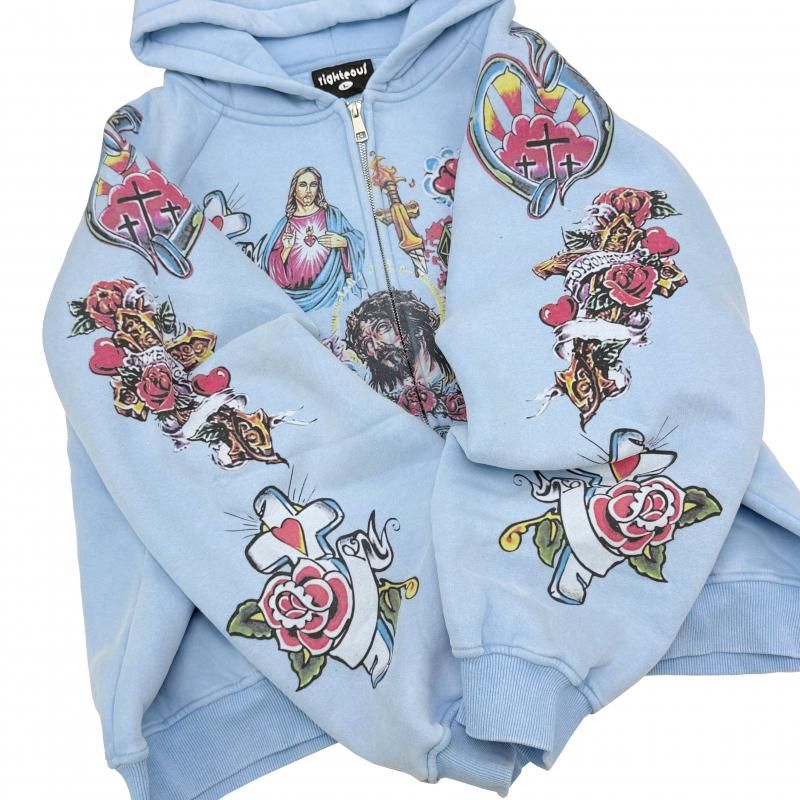 We Are Righteous / RISEN KING CROPPED ZIP HOODIE - GANGSTA MARKET