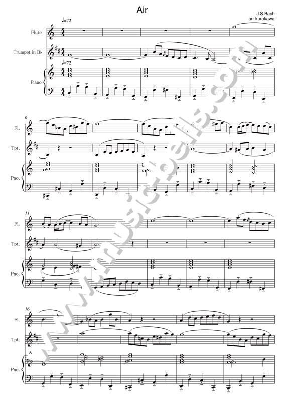 J.S.バッハ G線上のアリア フルート、トランペット、ピアノの三重奏