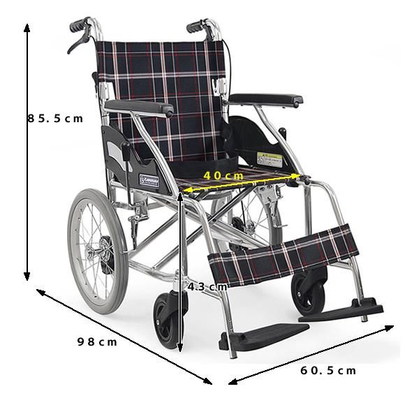 介助用車椅子KV16－40SB背折れ・介助ブレーキ付・ノーパンク