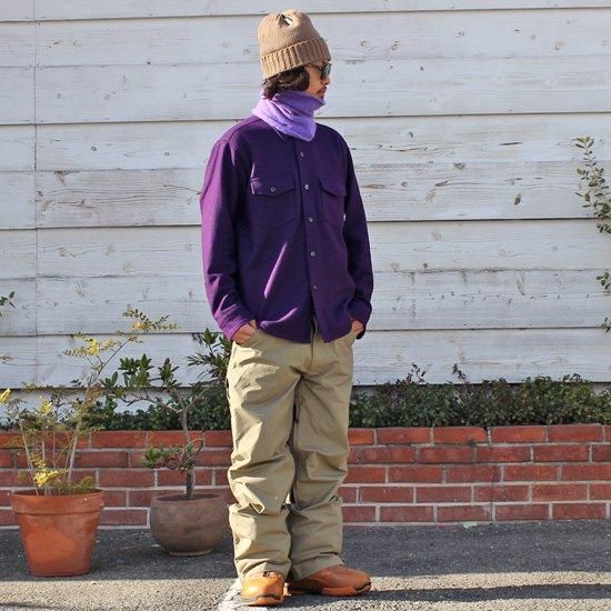 GREENCLOTHING グリーンクロージング】WOOL FLANNEL SHIRTS (パープル