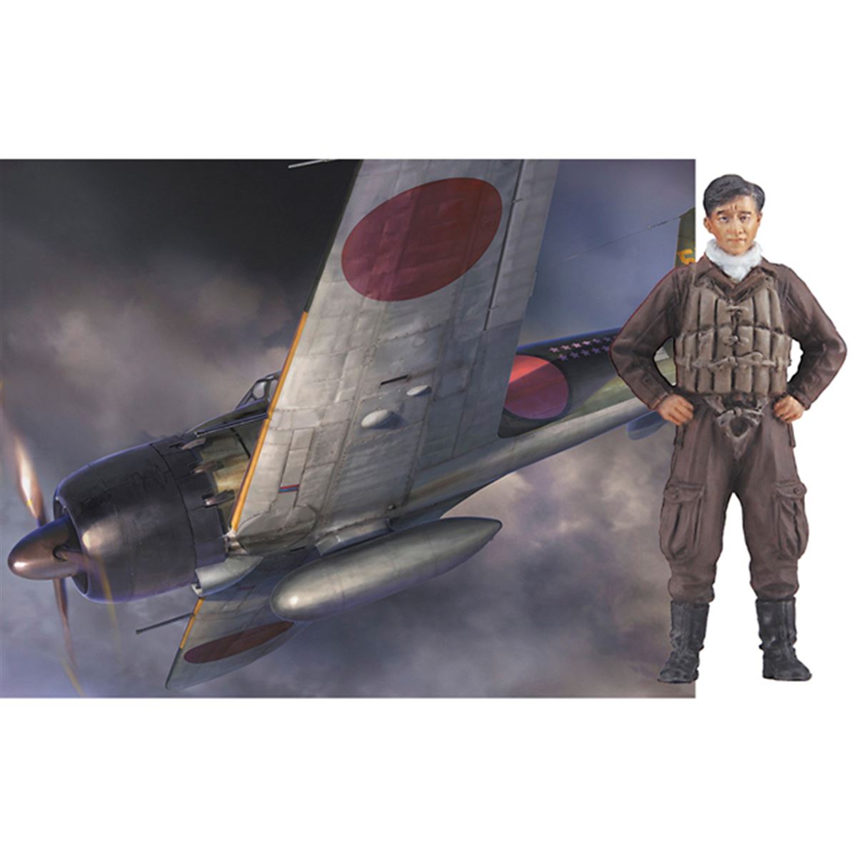 撃墜王”岩本徹三フィギュア付き「三菱 A6M5 零式艦上戦闘機 52型」模型