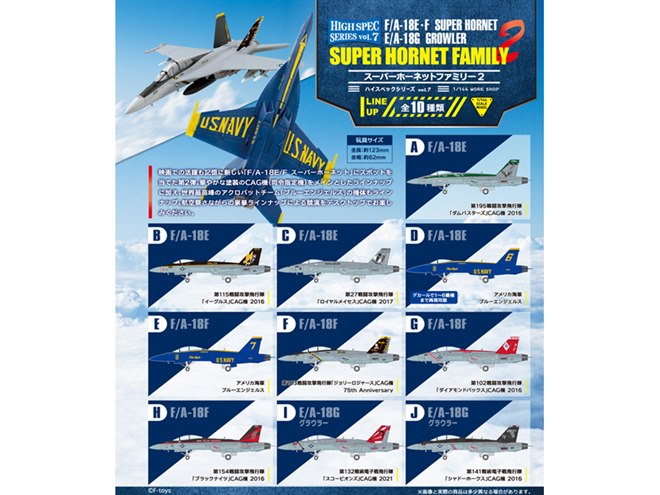 ブルーエンジェルス」などF/A-18スーパーホーネットシリーズ全10種が食