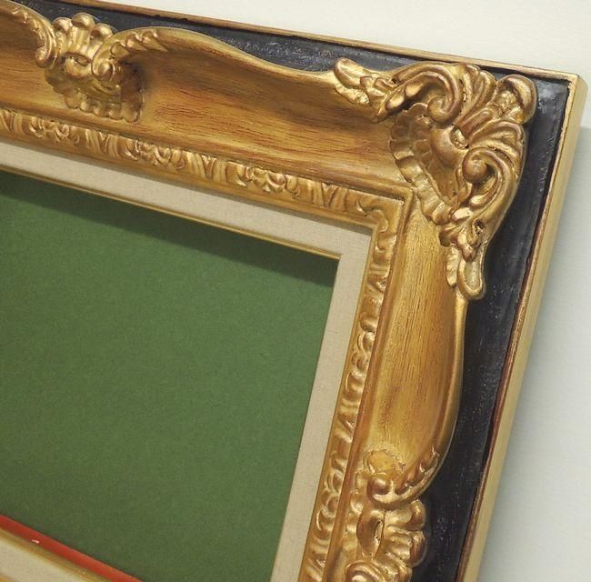 サンマルコ 金+黒 F40号 高級油彩額縁 アクリル板仕様 受注生産品