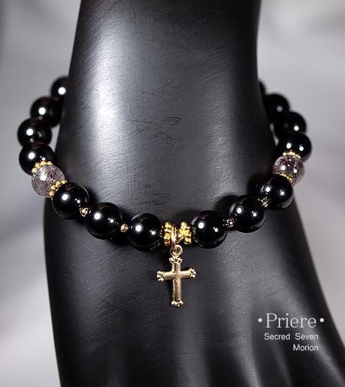 モリオン（黒水晶）とセイクリッドセブンのデザインブレスレット