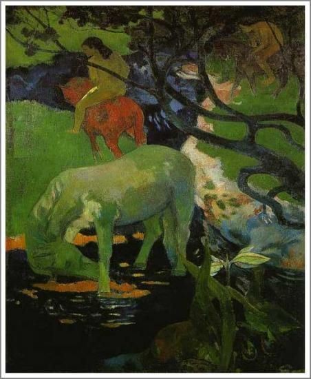 ゴーギャン【白い馬】 - 手描き 絵画（油絵複製画）販売のアート名画館