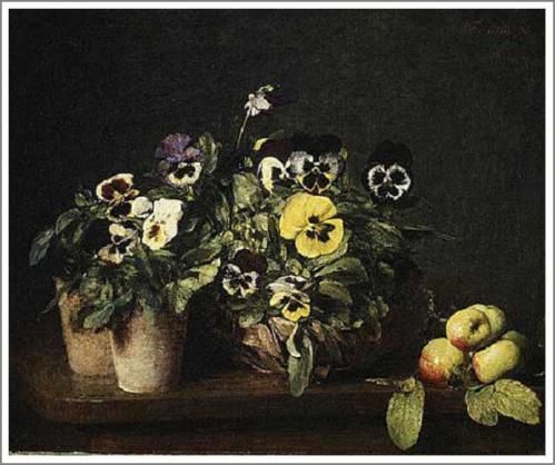 アンリ・ファンタン＝ラトゥール【パンジーの静物】 - 手描き 絵画