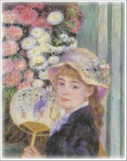 ルノワール【団扇を持つ少女】 - 手描き 絵画（油絵複製画）販売の