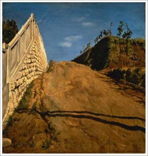 岸田劉生【道路と土手と塀(切通之写生)】 - 手描き 絵画（油絵複製画
