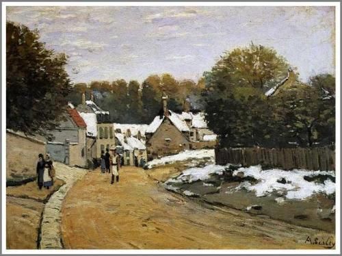 シスレー【ルーヴシエンヌの初雪 】 - 手描き 絵画（油絵複製画）販売